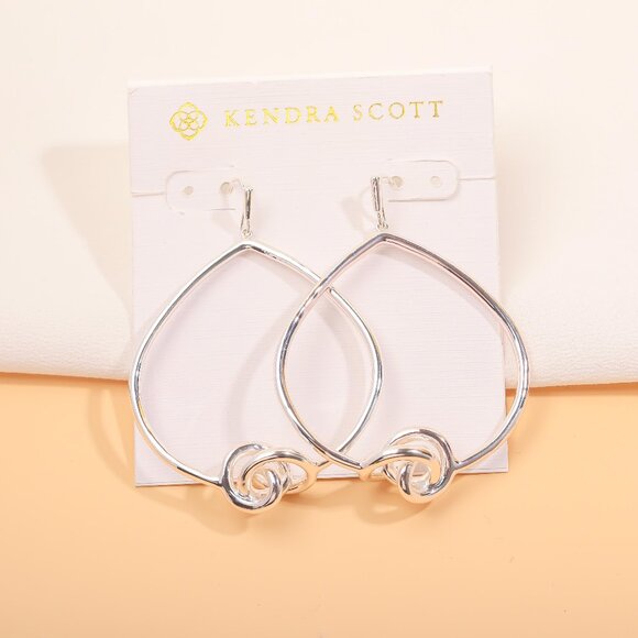 NEW Kendra Scott Presleigh Love Knot Bright Silver Earrings - Picture 1 of 3